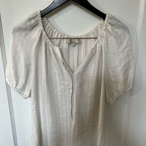 LOFT Cream Relaxed Puff Sleeve Blouse